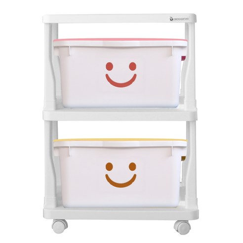 보노하우스 화이트 해피프레임 수납함 2단, C타입(핑크, 블루), 1개