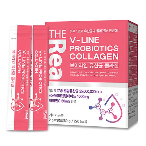 더리얼 브이라인 유산균 콜라겐, 2g, 30개