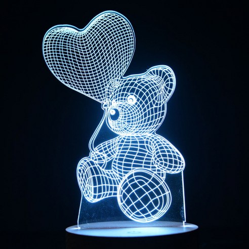 홈마인 LED 3D 무드등 사랑우정생일 시리즈 Dtype, D11 곰인형