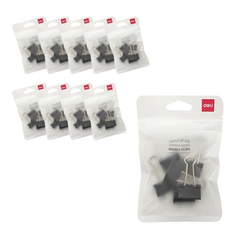 델리 메탈 더블 클립 9544 블랙, 4호(25mm), 10개