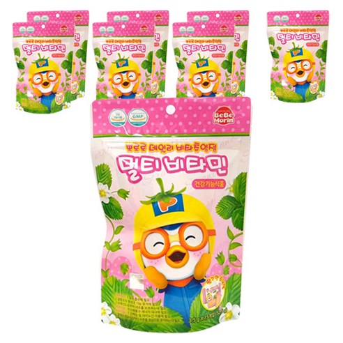 뽀로로 데일리 비타츄잉정 멀티비타민 딸기맛, 15정, 8개