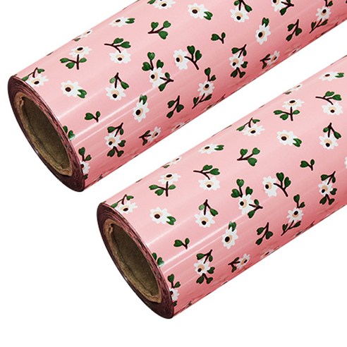 포포팬시 미니플라워 비닐 증착 롤 포장지 대 53cm x 20m, 핑크, 2개