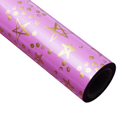 금별 비닐 증착 롤 포장지 중 37.5cm x 12m, 핑크, 1개