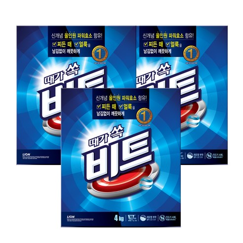 비트 분말 세탁세제 일반용, 4kg, 3개