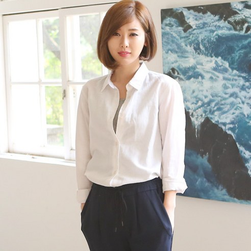 단군기획 여성용 심플 린넨 블라우스