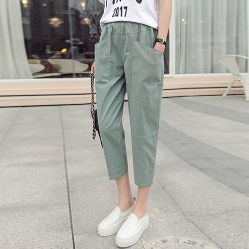 린넨바지 유니제이 여성용 코튼 밴딩 8부 배기팬츠 Best Top3