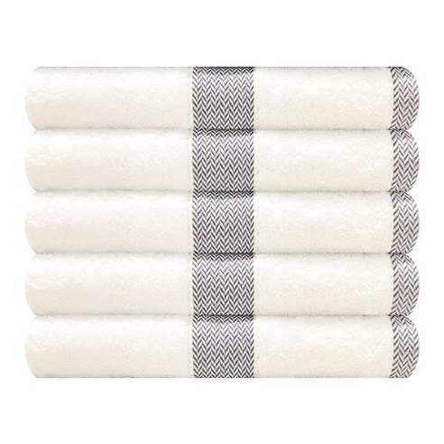 송월타월 CM헤링본 라인50 바스 수건 250g 뱀부얀 혼방사, 아이보리, 5개