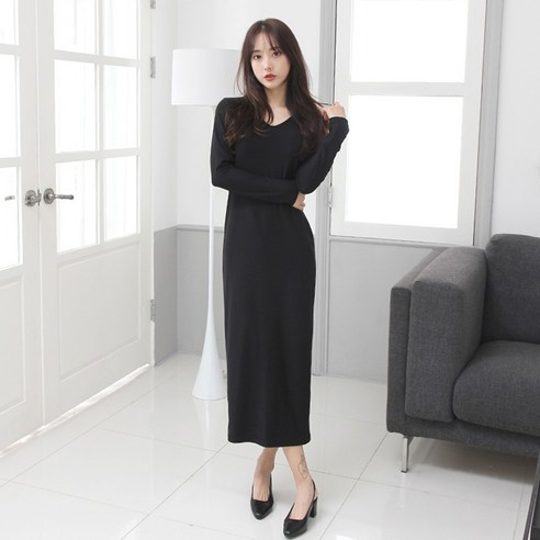 세이스타일 에코 슬림 V넥 H라인 원피스