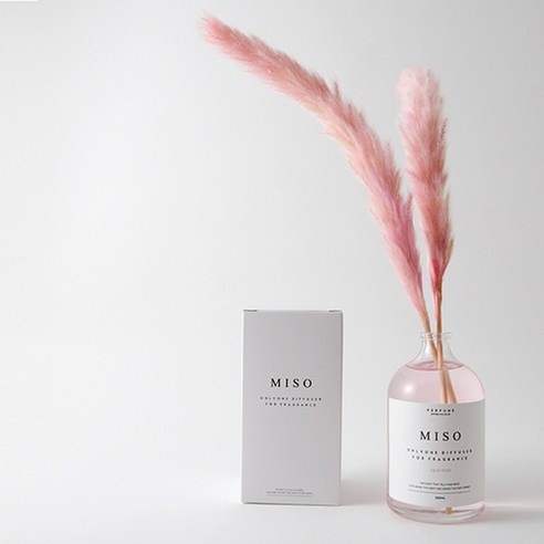 데일리미소 팜파스 미소 디퓨저 200ml + 리드스틱 6p 핑크 B 세트, 1세트, 화이트머스크