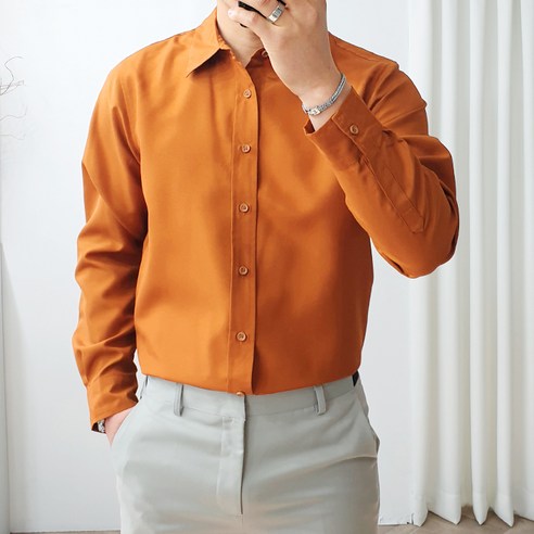 더클래식 남성용 데일리 링클프리 카라 셔츠, 카멜