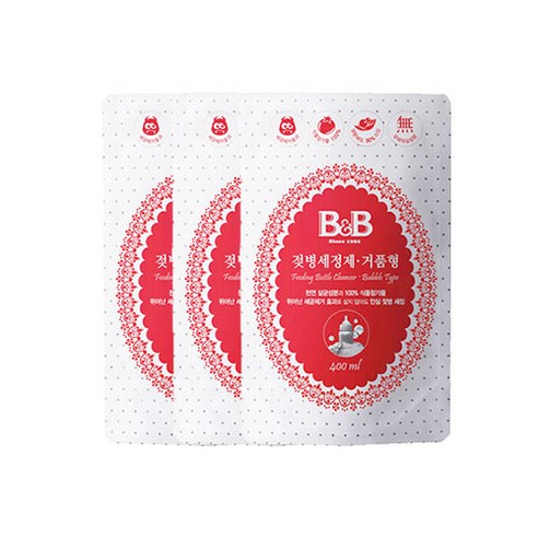 비앤비 젖병세정제 거품형 리필, 400ml, 3개