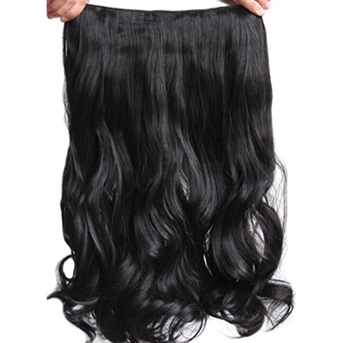 단색웨이브 붙임머리 60cm 195g, 진한블랙, 1개