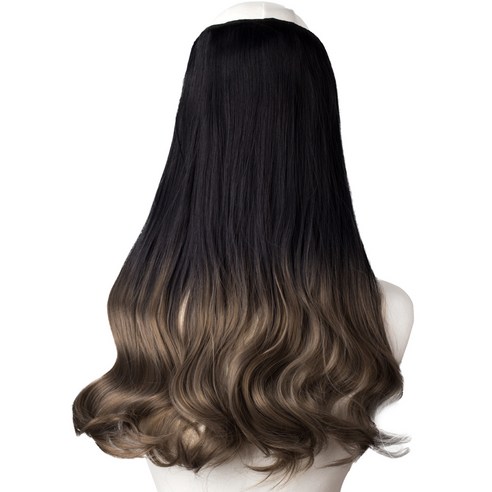 투컬러 웨이브 붙임머리 40cm 130g, 블랙 + 애쉬그레이, 1개