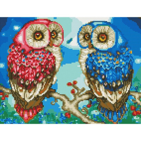 아트조이 DIY 보석 십자수 캔버스형 30 x 40 cm, 행운부엉이 한쌍, 1개