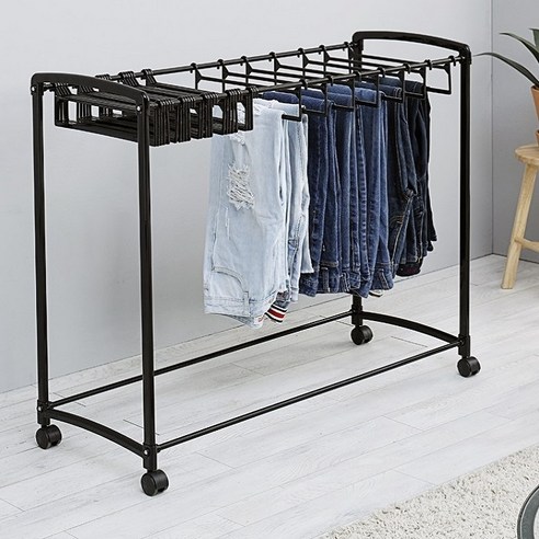 태성아이템 스타일러 카트형 바지걸이 30p 행거, 1개, 블랙