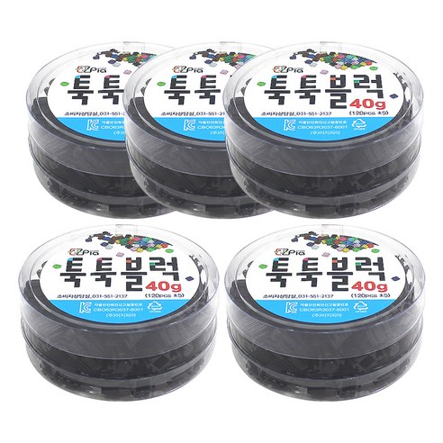 이지피아 툭툭 블럭 리필 40g 5p, 검정, 5개