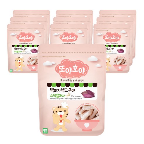 또야호야 유기농 과자 스틱, 자색고구마, 10개, 25g