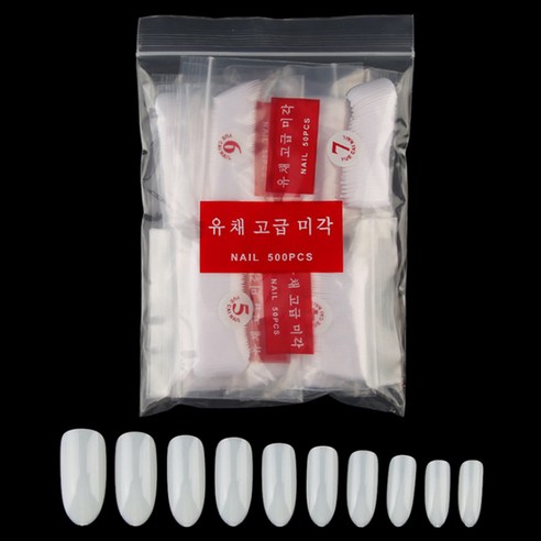 바르나 오발 네일팁 50p 10종 세트, 화이트, 1세트