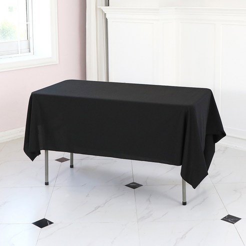 에스엠파티 박음질 마감 행사용 테이블보, 블랙, 6인(330 x 155cm)