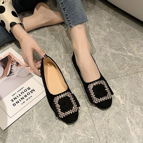콩 K SHOES 스퀘어장식 미미코 여성 플랫슈즈