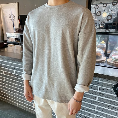 머시따 남성용 베이직 티, 그레이