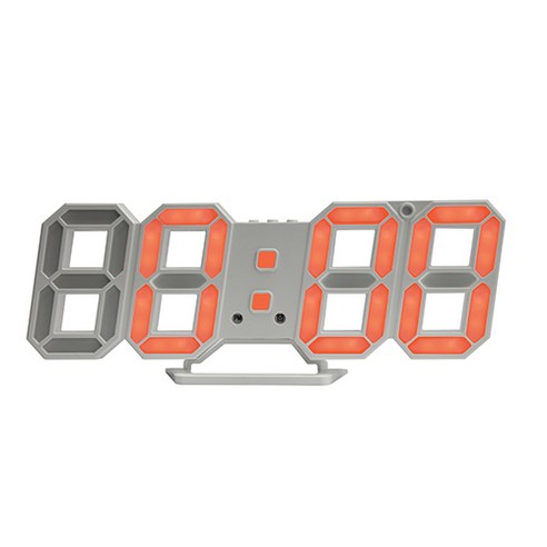 [쿠팡수입] 시프이컴 3D LED벽시계 듀얼 DS-6609WO, 오렌지 + 화이트