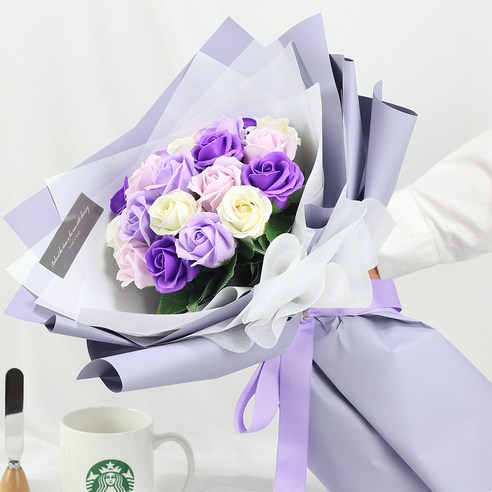 조화 S4 안젤 20송이 비누꽃부케, 바이올렛