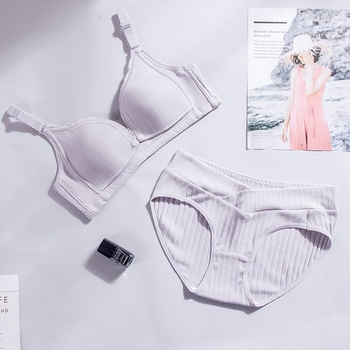 마켓A 골지 수유 브라 + 숏 팬티 세트
