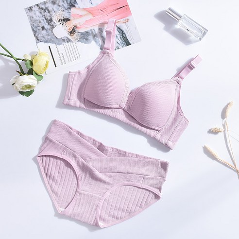 마켓A 골지 수유 브라 + 숏 팬티 세트