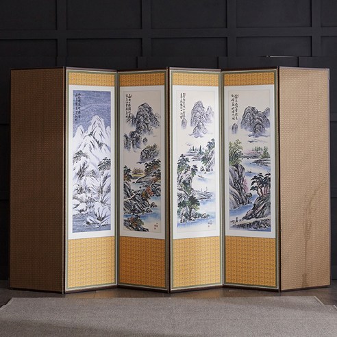 즐거운집 고급 양면 6폭 병풍 추사 + 산수화 세트, 1세트