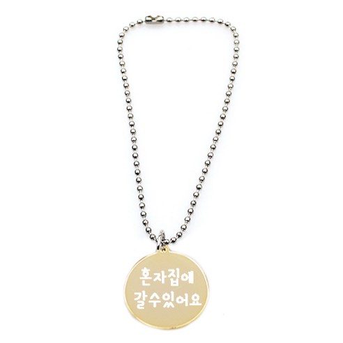 펫츠룩 반려동물 원형 펜던트 써지컬 체인 C 혼자집에갈수있어요, 체인(단일색상), 펜던트(골드), 1개