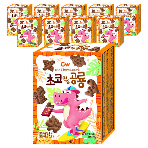 청우식품 초코먹은공룡 비스킷, 60g, 10개