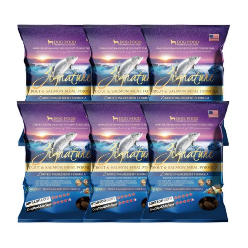 지그니쳐 전연령 송어 & 연어 포뮬라 애견사료, 60g, 6개