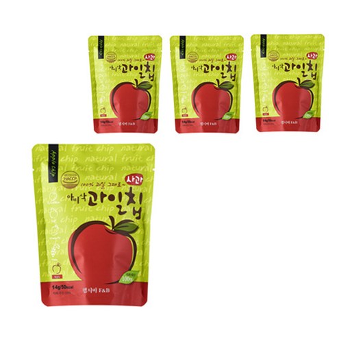 아비삭 과일칩, 사과, 4개, 14g