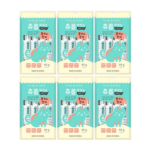 츄릅 짜먹는 고양이간식 스틱형 참치 + 연어 15g x 4p, 참치 + 연어 혼합맛, 6개