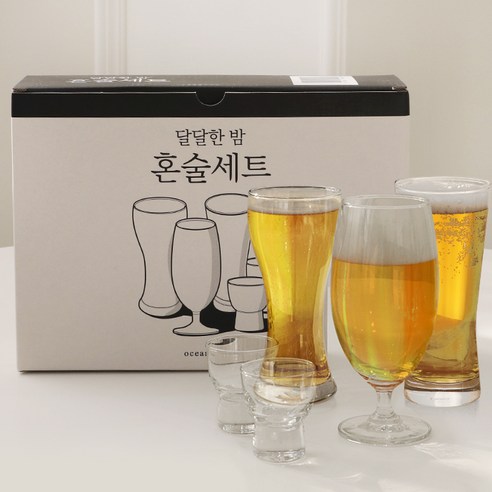 오션글라스 달달한 밤 혼술 잔 5p 세트, 메트로7.5x17...., 1세트 - 유리컵/맥주잔 | 쿠팡