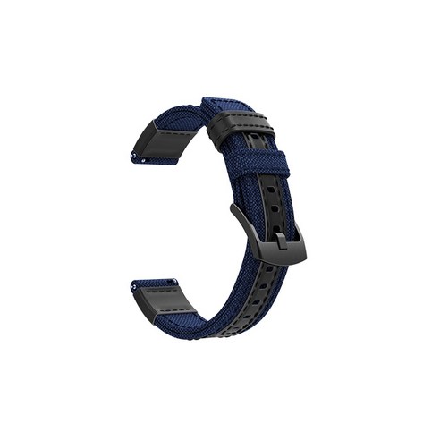 비쉐르갤럭시 액티브 1/2/워치3 20mm 미니멀 빈티지 패브릭 밴드 스트랩 (40/41/42mm 호환 가능), 버클(블랙), 스트랩(다크블루), 1세트