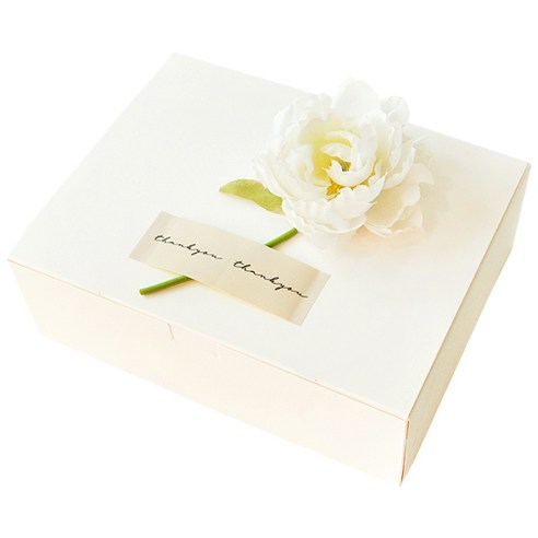 도나앤데코 블룸 직사각 상자 대 3p + 아린 땡큐스티커 3p + 작약 장식꽃 3p 세트, 상자(화이트), 스티커(혼합색상), 장식꽃(크림화이트), 1세트