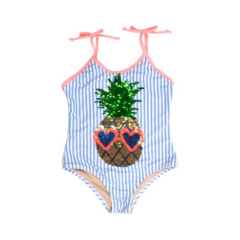 셰이드크리터스 여아용 플립 시퀸 pineapple stripe 원피스 수영복