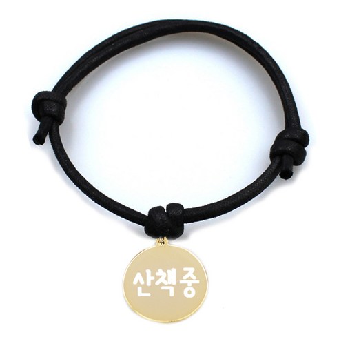 펫츠룩 굿모닝 원형 팬던트 반려동물 목걸이 산책중, 목걸이(블랙), 팬던트(골드)