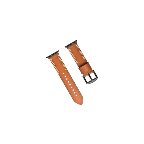 비쉐르 스티치 라인 애플 워치2 레더 밴드 스트랩 38mm, 버클(블랙), 밴드(브라운), 1개