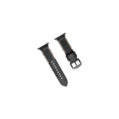 비쉐르 애플워치 3/4/5 스티치 라인 레더 밴드 (38/40mm 호환 가능), 블랙, 1개