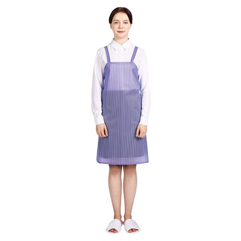 웰프런 우레탄 방수앞치마 스트라이프 소, 반투명 퍼플, 1개