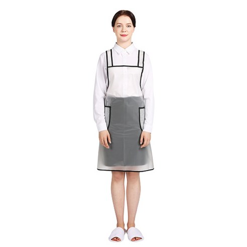 웰프런 우레탄 방수앞치마 검정파이핑 소, 화이트, 1개