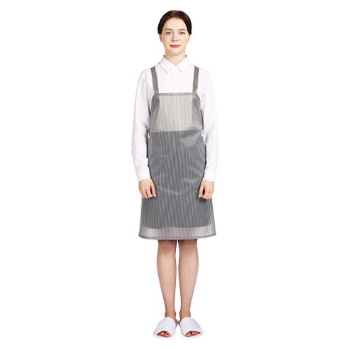 웰프런 우레탄 방수앞치마 스트라이프 소, 반투명 블랙, 1개