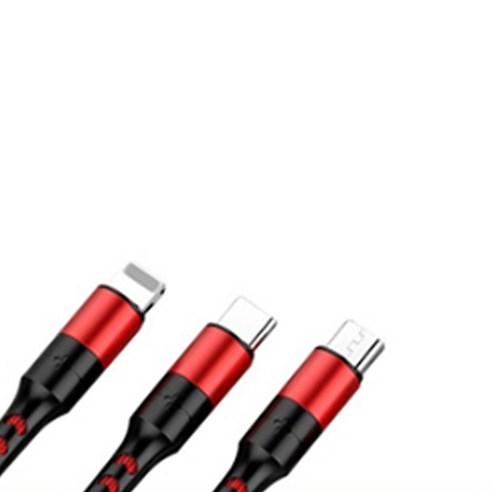 다퍼남 3in1 초고속 충전 데이터 케이블 5A 1.25m, 1개, 레드