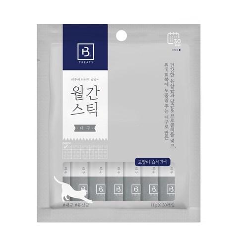 브리더랩 하루에 하나씩 월간스틱 고양이 간식, 대구, 11g, 30개