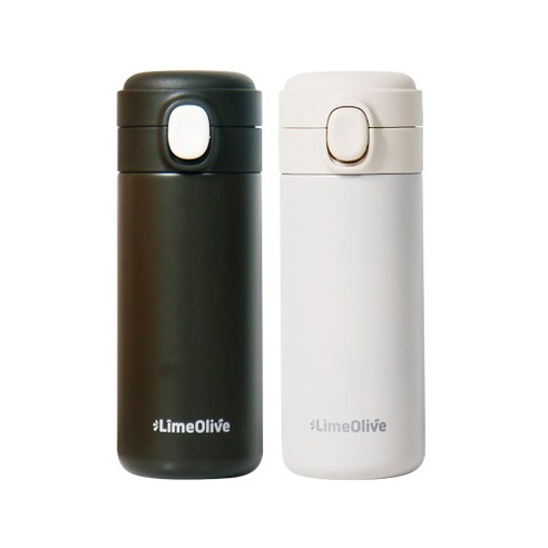 라임올리브 뮤티드 파스텔 보온보냉병 2p, 블랙, 화이트, 350ml