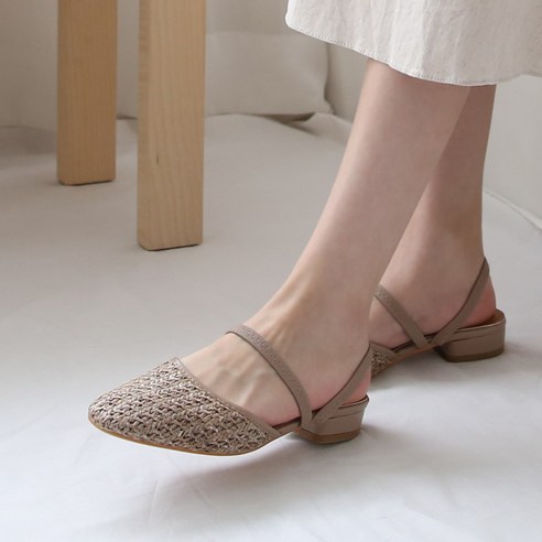 단골언니 여성 로산나 라탄 2WAY 뮬 슬리퍼 3cm