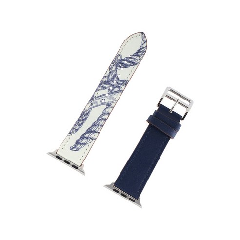 비쉐르 애플워치 3/4/5 로프픽 레더 밴드 (42/44mm 호환 가능), 네이비, 1세트